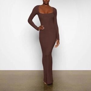 SKIMS Cocoa Long Sleeve Maxi Dress